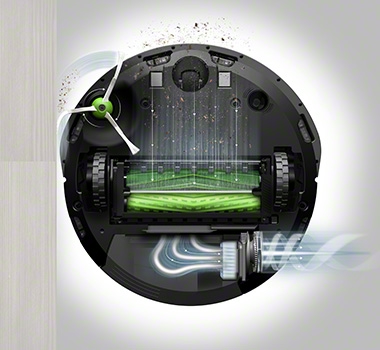 The internal parts of iRobot Roomba i7+ are on display.